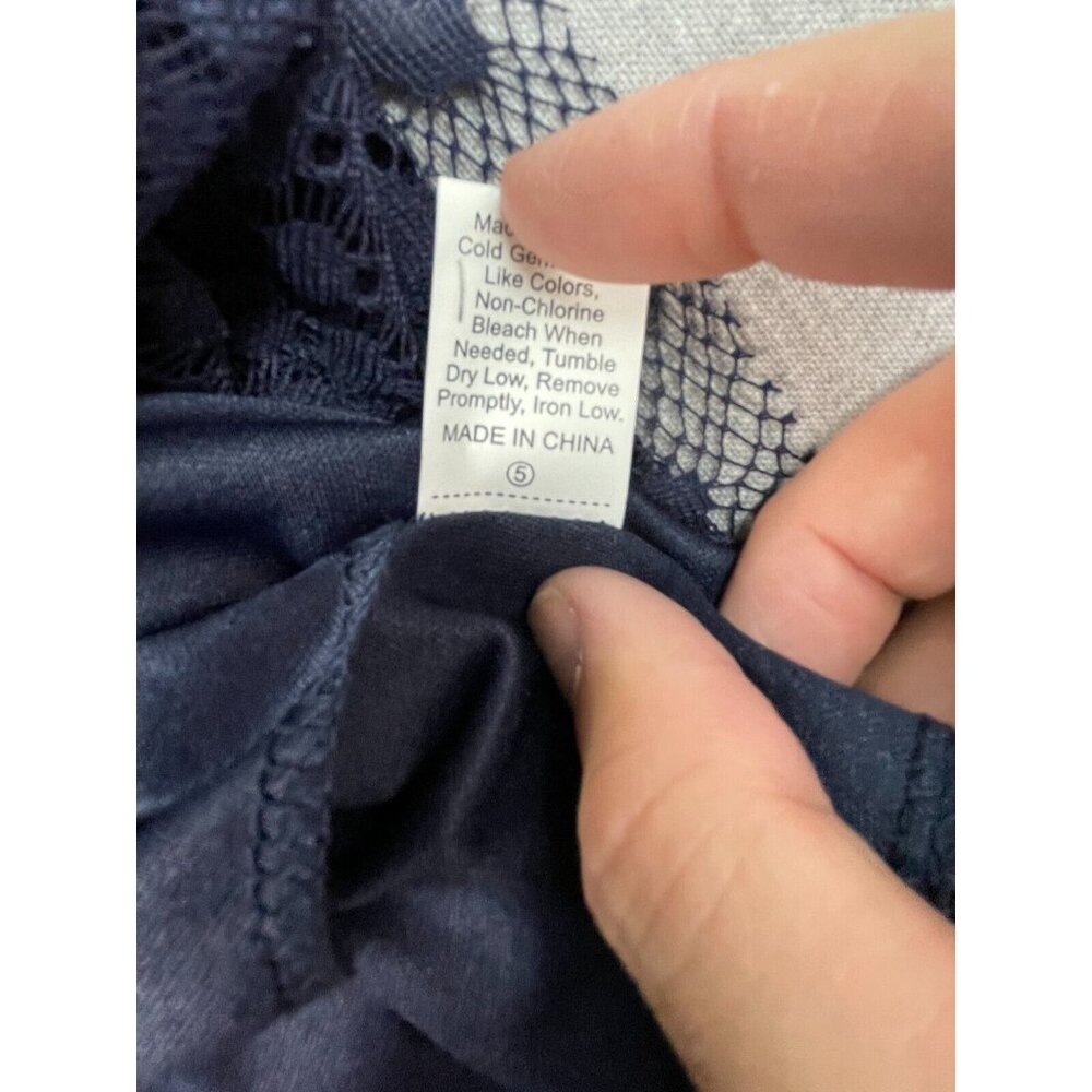 Women's Sleeveless Navy Blue Lace Midi Dress, Size - Picture 7 of 8